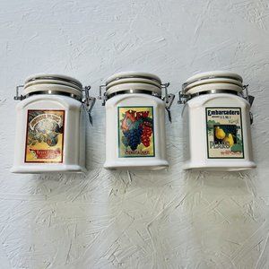 Kitchen Ceramic Canister by Designpac Inc. 4" x 6" Set Of 3 Fruit Theme